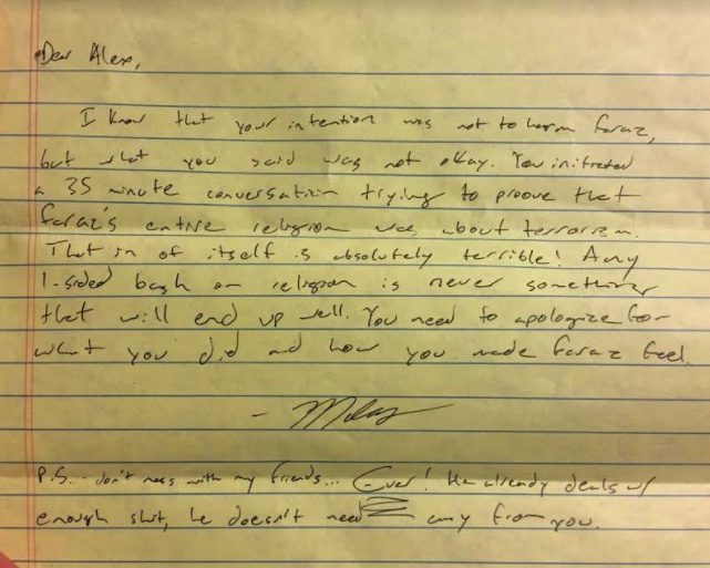 letter student debate Muslim