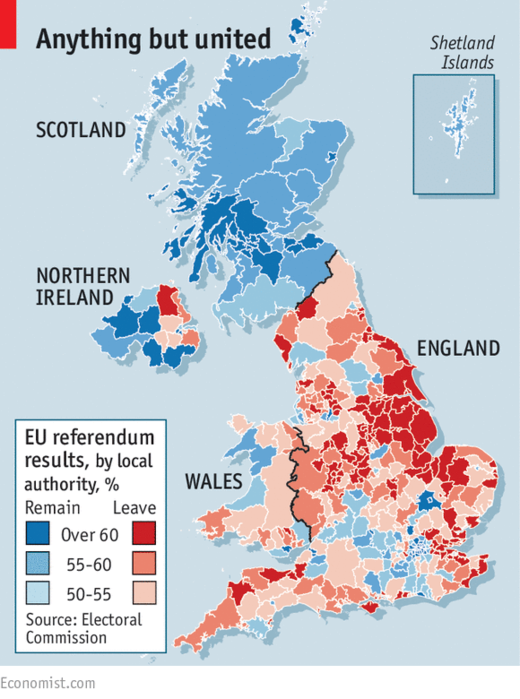 UK Brexit referendum result map