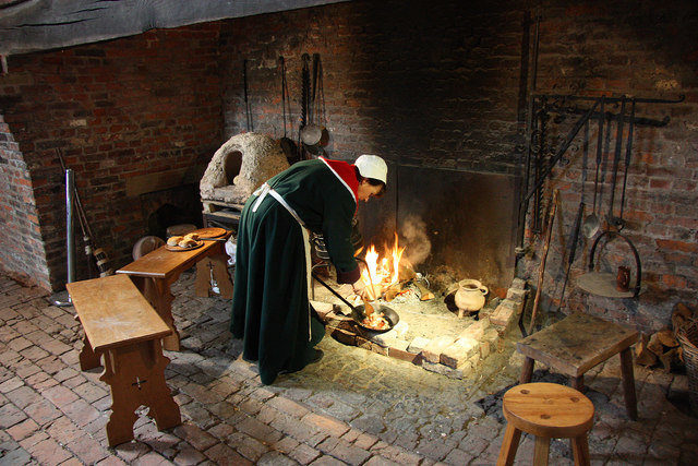 Cooking, medieval-style, at the Gainsborough Old Hall medieval kitchen