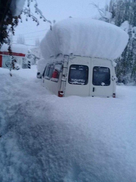 Huge snow accumulation in the backcountry of Artvin in Turkey.