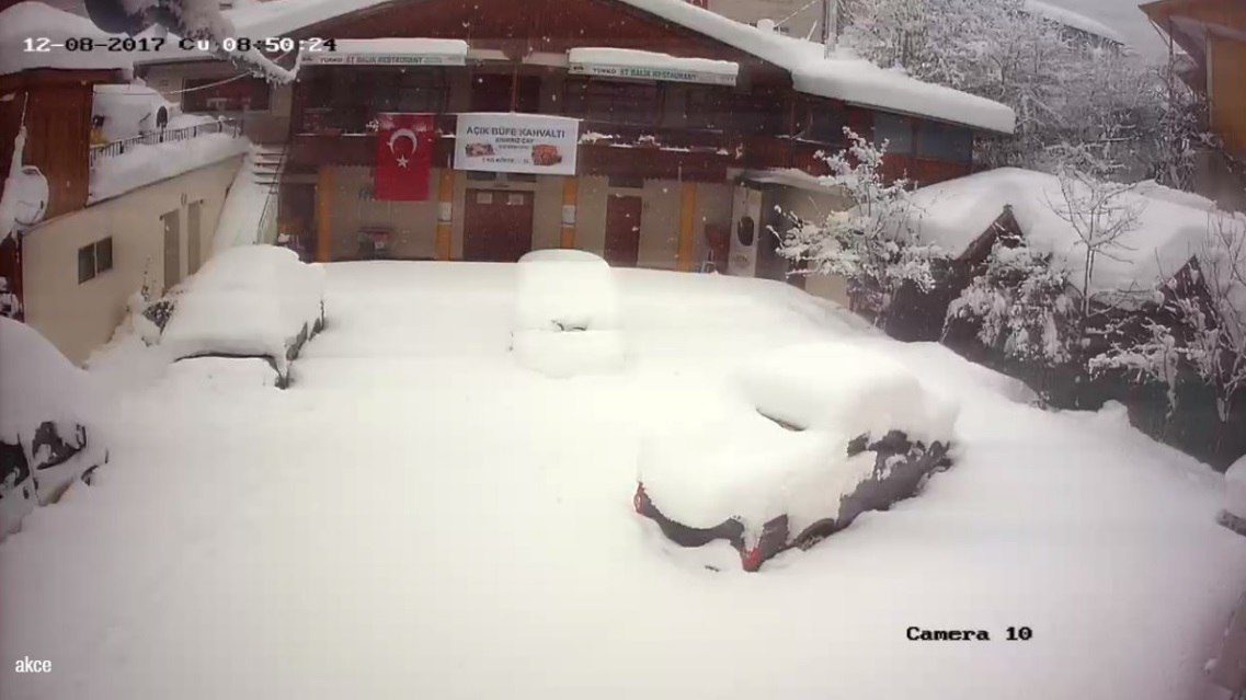 More than 20 cetimeters of snow in the city. Snow storm Atvin Turkey December 2017