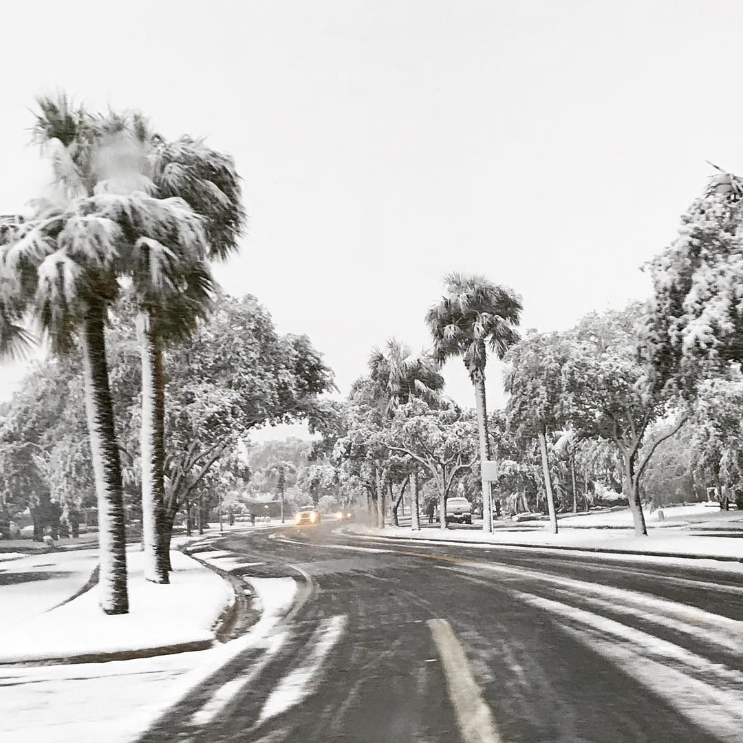 Snow covers Corpus Christi in Texas on December 8 2017. First time in 13 years. via Instagram