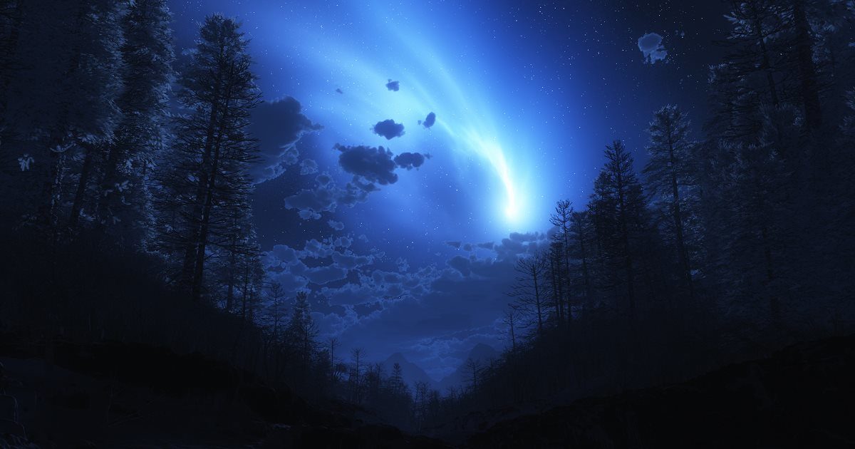 Winter forest comet