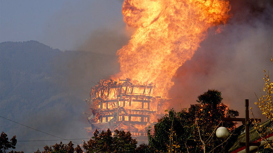 Burning tower