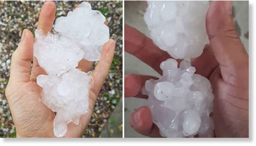 Grafton residents were treated to huge chunks of hail.