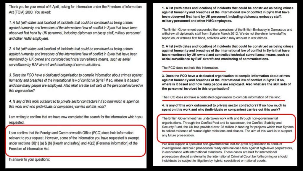 Click to enlarge FOIA request UK terror funding syria
