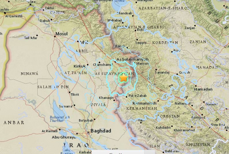 Click to enlarge Iran earthquake map