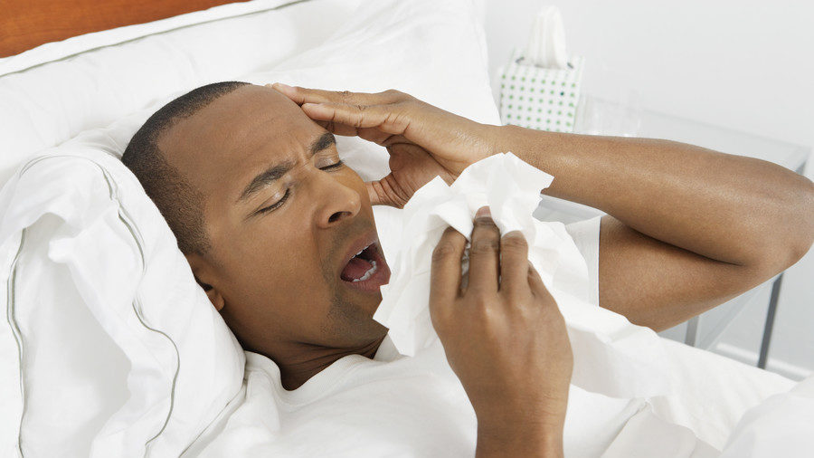 man in hospital sick