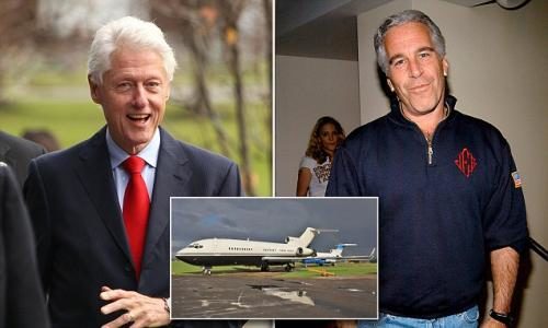 Click to enlarge Bill Clinton, Jeffrey Epstein, Epstein's Boeing