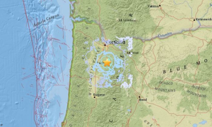 Oregon quake map