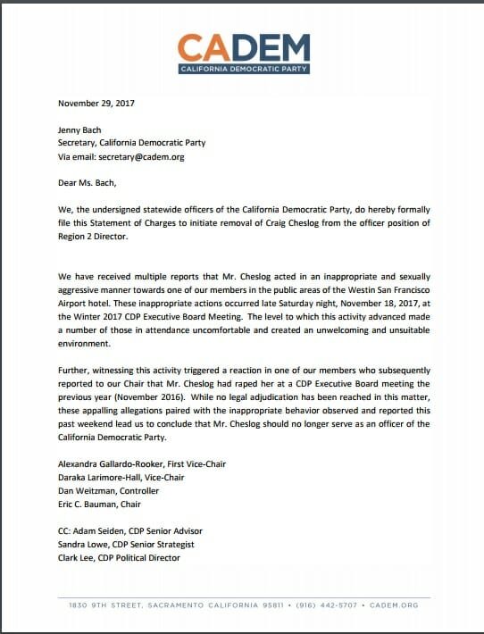 Click to enlarge Chris cheslog resignation