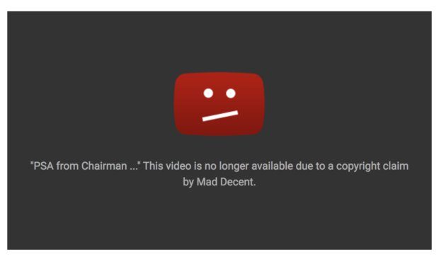 Click to enlarge You Tube Copyright Claim