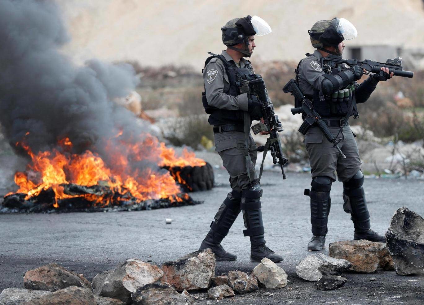 Click to enlarge Israeli police clashes Palestine West Bank Ramallah