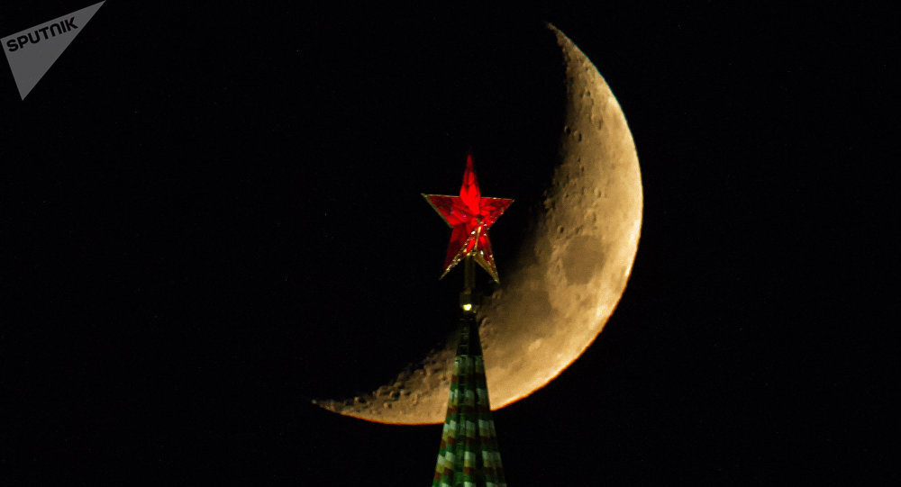 Moon over Moscow's Kremlin Tower