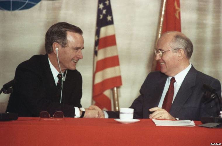 Click to enlarge George H. W. Bush and Mikhail Gorbachev
