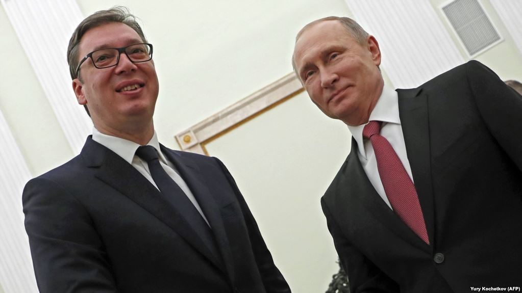 Serbian President Alexandar Vucic  and Russian President Vladimir Putin