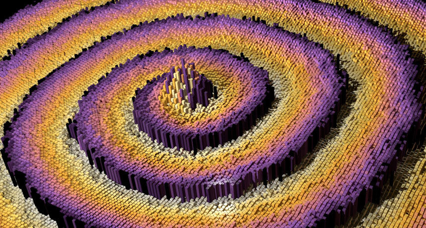 SAY YES TO THE MESS A new type of spiral wave has a disordered center. For the first time, a spiral wave chimera (shown in 3-D in a computer simulation) has been created in a laboratory.