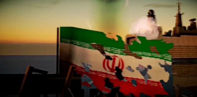 iranian boats flag destroyed saudi propaganda video