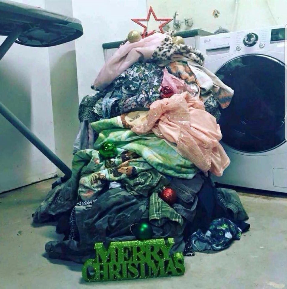 laundry pile christmas