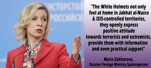 Click to enlarge Maria Zakharova comments on the White Helmets