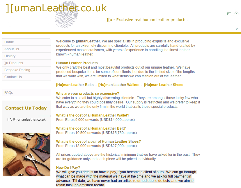 Human Leather Website