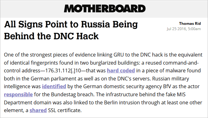 Motherboard article DNC hack