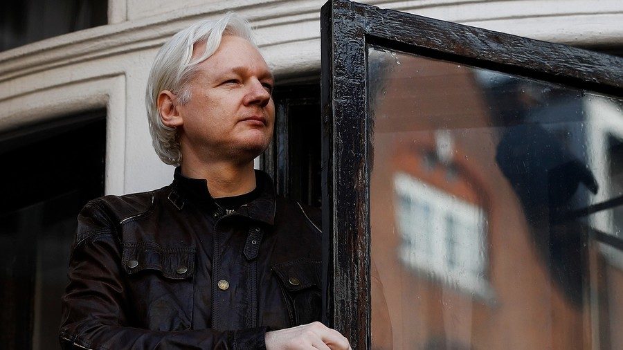 Julian Assange at the Ecuador Embassy in London