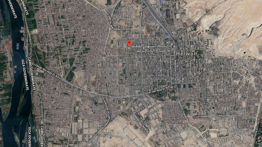 A satellite map Coptic Christian church Helwan district Egypt