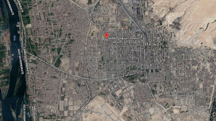 Click to enlarge A satellite map Coptic Christian church Helwan district Egypt