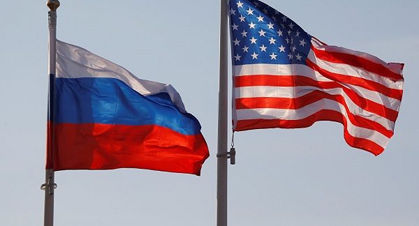 Russian and American flag