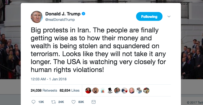 Click to enlarge Trump twitt Iran tweet