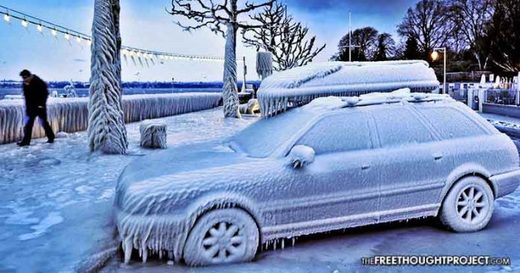 ice covered car ice age