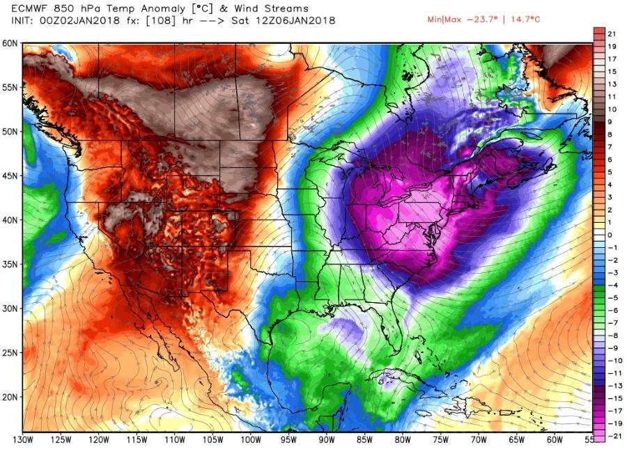 cold wave north america 2018