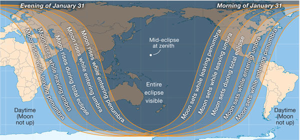 Jan 2018 Lunar Eclipse Skymap