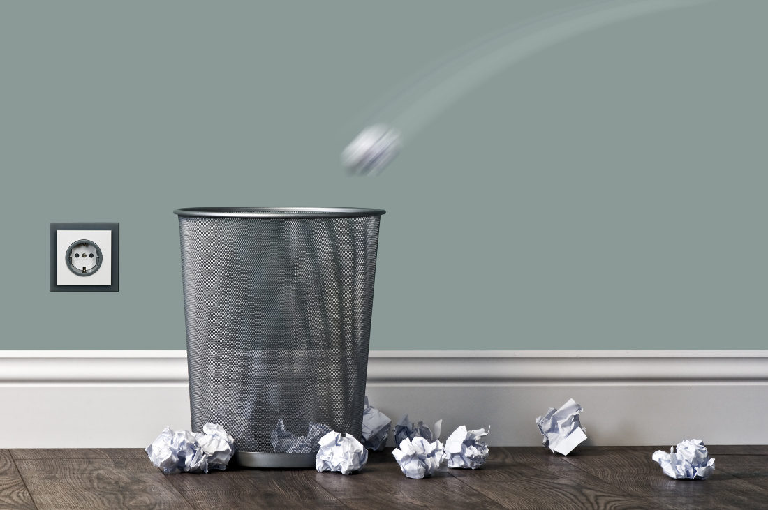 papers missing trashcan