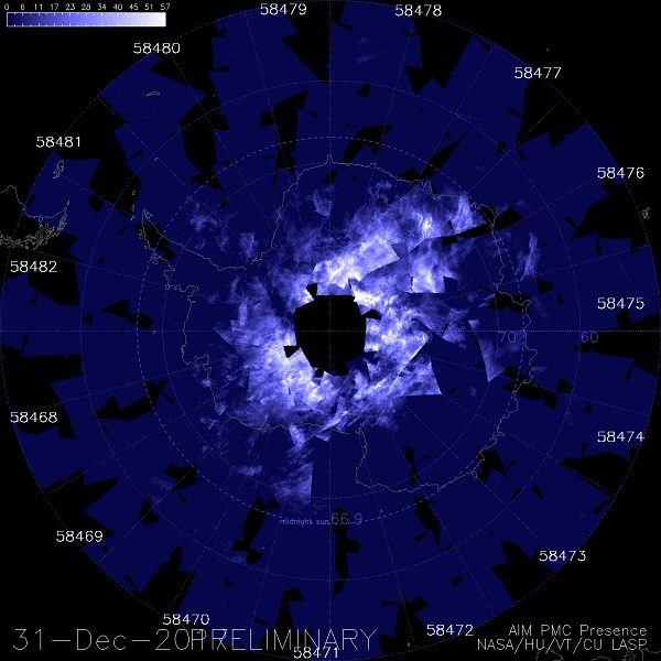 Click to enlarge NLCs over Antarctica