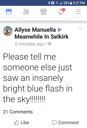 Meteor in Manitoba Facebook post