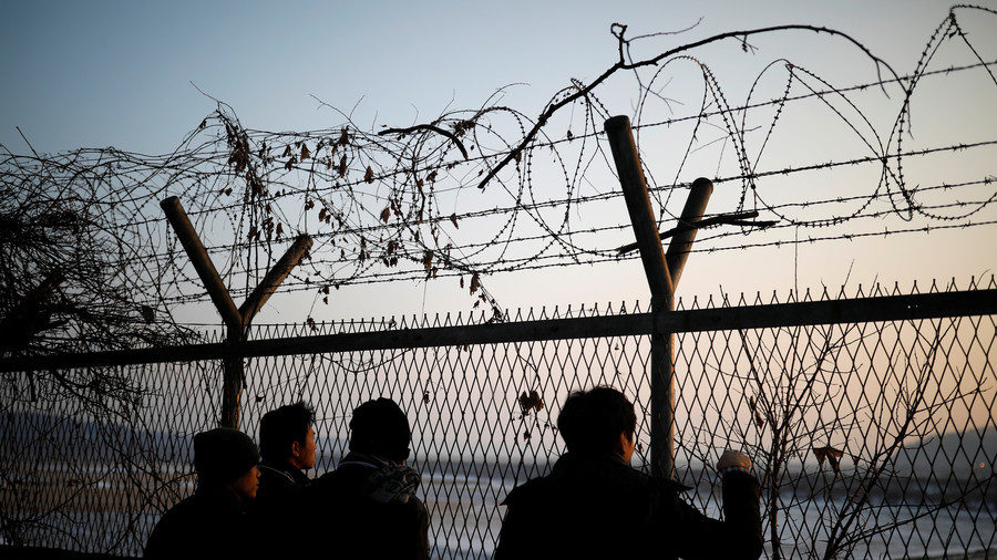 A barbed-wire fence near the demilitarized zone