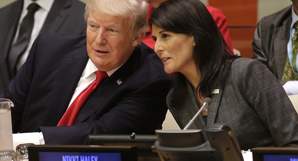 Click to enlarge Donald Trump and Nikki Haley