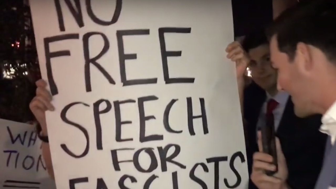 Click to enlarge free speech protest sign