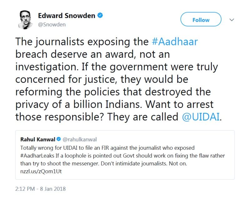 Click to enlarge Snowden tweet