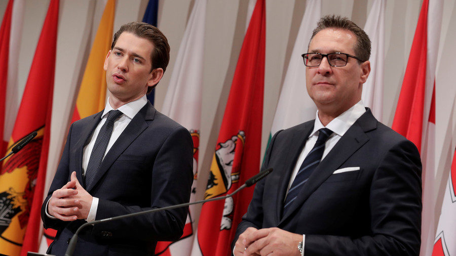 Austria's Chancellor Sebastian Kurz (L) and Vice Chancellor Heinz-Christian Strache in Seggau, Austria, on January 5, 2018.
