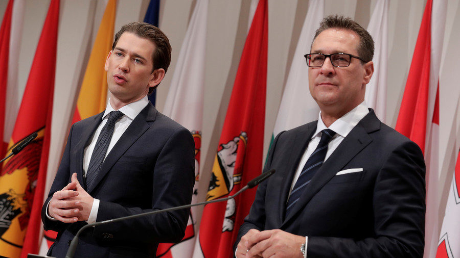 Click to enlarge Austria's Chancellor Sebastian Kurz (L) and Vice Chancellor Heinz-Christian Strache in Seggau, Austria, on January 5, 2018.