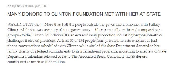 Click to enlarge AP donors to clinton