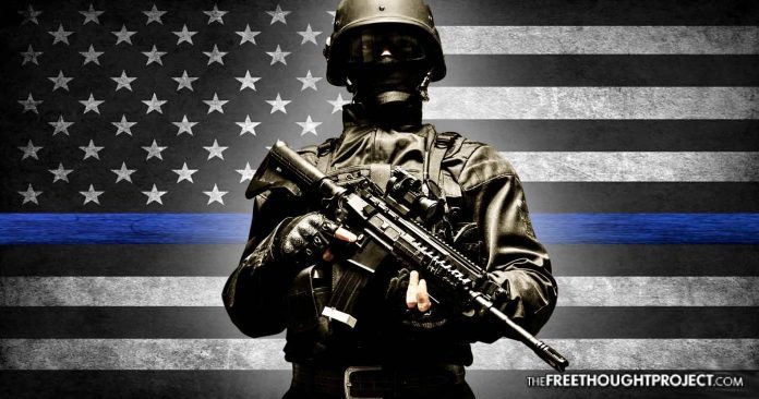 cop black and blue American flag police