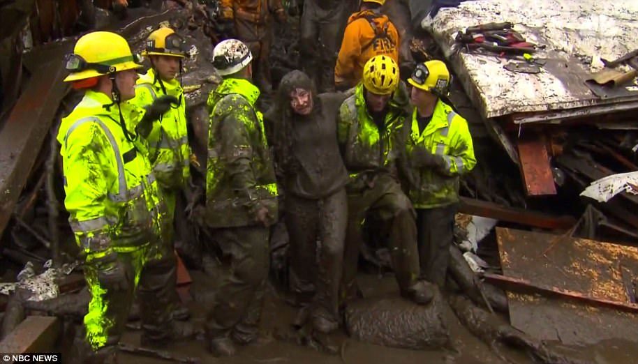Click to enlarge California mudslide rescue