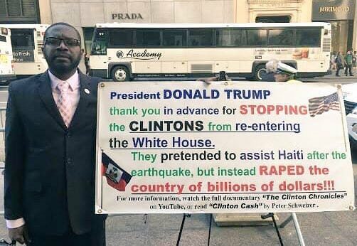 sign thanking trump clinton haiti