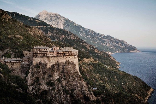 Click to enlarge Simonos Petras Monastery, Mount Athos, spiritual capitol of Orthodox Monasticism, Greece