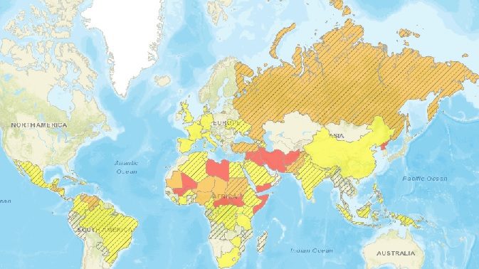 Click to enlarge State Department travel map