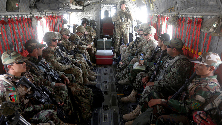 Click to enlarge U.S. troops and Afghan National Army